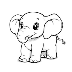 Naklejka premium Cute Cartoon Elephant with Blank Outline for Coloring and Art Activities