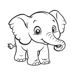 Cute Elephant Cartoon Outline for Kids Coloring Activity