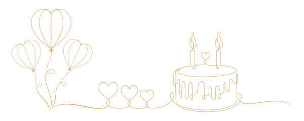 Birthday cake and candles line art style 2