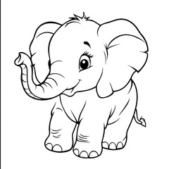 Obraz premium Cute Cartoon Elephant Outline for Kids Coloring Activity