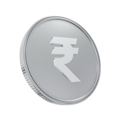 Indian rupee coin silver 3D illustration icon render 4k angle money shiny INR