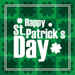 Festive St. Patrick's Day Vector Illustration with Green Shamrock Background and Bold Typography