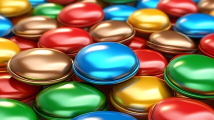 Colorful Round Candy Coated Chocolate Treats Piled Together