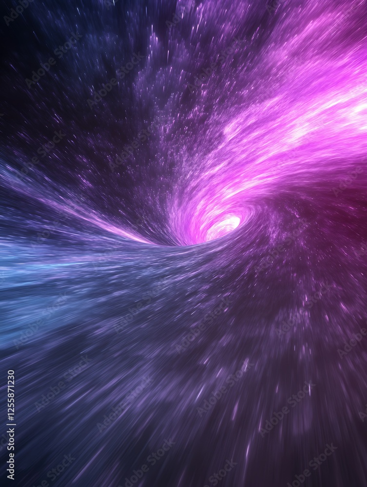 Leinwandbilder a vibrant swirl of colors depicting a cosmic vortex, merging shades of purple and blue, creating a m