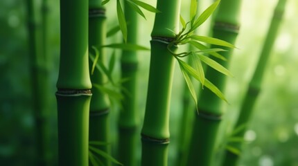 Obraz premium Bamboo stalks swaying gently in the breeze