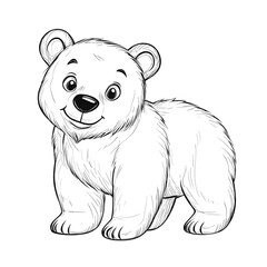 Fototapeta premium Cute Cartoon Bear with Blank Outline for Kids to Color