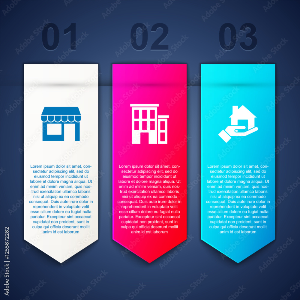 Sticker Set Market store, House and Realtor. Business infographic template. Vector