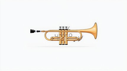 Obraz premium Detailed Illustration of a Brightly Polished Musical Trumpet on a Clean Background