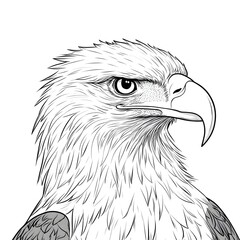 Cute Cartoon Bald Eagle Outline for Kids Coloring and Drawing
