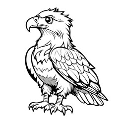 Fototapeta premium Cute Cartoon Eagle Outline for Kids Coloring Activity