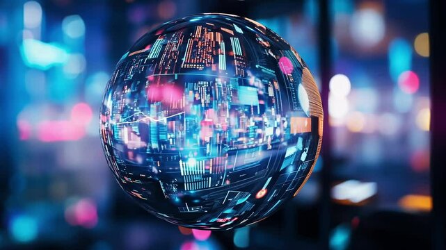 A fragmented crystal ball reflecting numerous future scenarios each facet symbolizing potential innovations that could reshape the economic landscape.