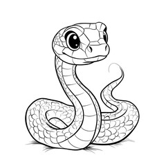 Fototapeta premium Cute Cartoon Snake with Blank Outline for Kids to Color