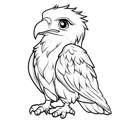 Obraz premium Cute Cartoon Eagle with Blank Outline for Kids Coloring Activity