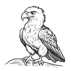 Obraz premium Cute Cartoon Eagle Outline for Kids Coloring and Drawing