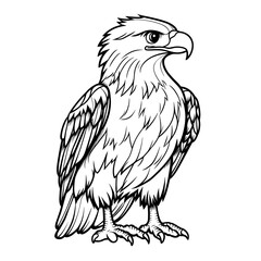 Obraz premium Cute Eagle Cartoon with Blank Outline for Kids to Color and Creative Activity