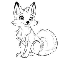 Cute Cartoon Fox Outline for Kids  Coloring Activity