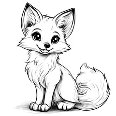 Cute Cartoon Fox Outline for Kids Coloring and Drawing Activity