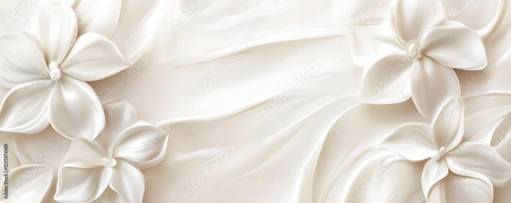 Aufkleber Elegant and Delicate White Floral Blooms Adorning a Serene and Tranquil Backdrop Creating a Calming and Peaceful Atmosphere  Soft Dreamy and Minimalist Composition