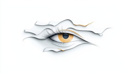 Obraz premium Intricate Paper Cut Eye Design with Soft Shadows and Warm Tones in Minimalist Style