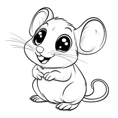 Obraz premium Cute Mouse Cartoon with Blank Outline for Kids to Color