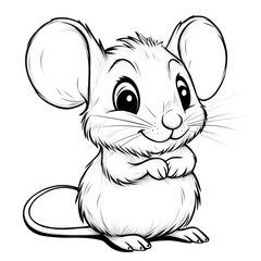 Cute Cartoon Mouse Outline for Coloring by Kids