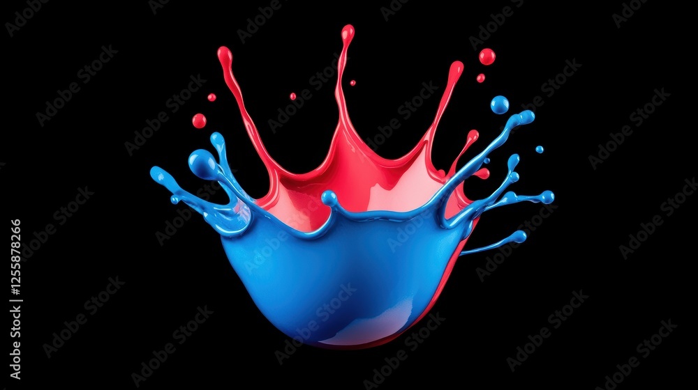 Poster a vibrant explosion of colorful paint splashes frozen in motion, creating an energetic, abstract art