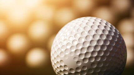 Golf Ball Close-Up on Green Grass Background