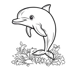 Obraz premium Colorful Cartoon Dolphin for Kid s Creative Coloring Activity