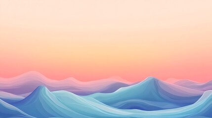 Abstract Pastel Mountainscape at Sunset