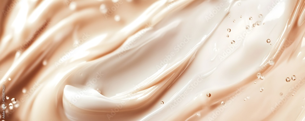 Aufkleber elegant and luxurious beige satin fabric flowing in soft swirling waves and gentle curves creating a