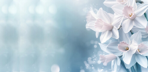 Bright daffodils arranged white background representing welsh heritage and springtime concept of greeting cards floristry holiday branding. Free space, mockup, banner