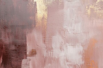Abstract artwork combining soft pink and muted earth tones creates a calming visual experience in a contemporary setting