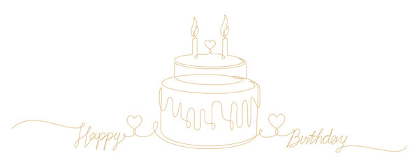 Birthday cake and candles line art style 1