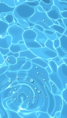 Blue swimming pool water ripples and bubbles, comic art. with white shades