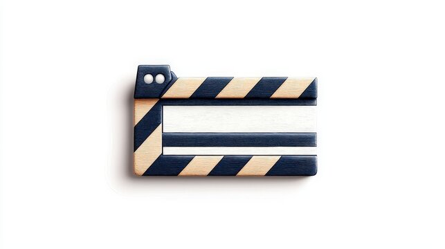Wooden clapperboard on white background for film production and movie making concept