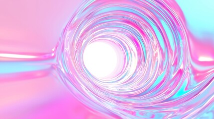 Fototapeta premium Neon Reflections in Hyperloop Tunnel, a vibrant space showcasing distorted light patterns, bold solid colors, and a geometric pop art design illuminated by cool neon hues.