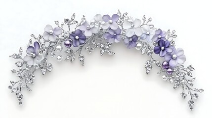 Obraz premium Elegant Silver Floral Hairpiece with Pearls and Crystals