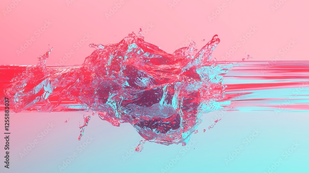 Poster neon distortion art, vibrant patterns showcasing interference-based distortions, featuring a pop art