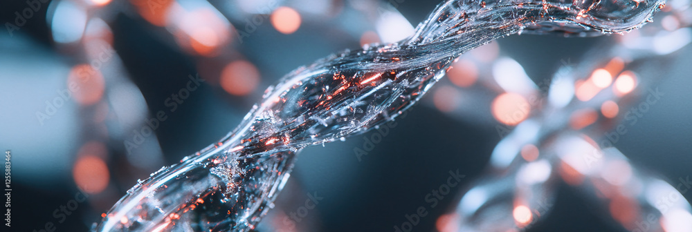 Poster digital render of translucent spiral structure with internal illumination