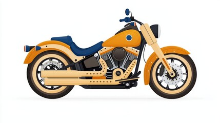 Fototapeta premium Detailed View of a Classic Orange Motorcycle with Leather Seats on a White Background
