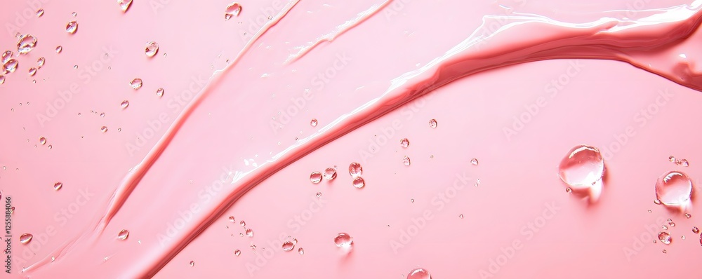 Poster elegant pink fluid waves and splash abstract background with droplets ripples and a glossy shiny and