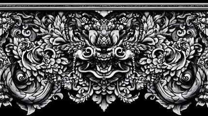 Elegant floral pattern design, intricate black and white floral motifs, perfect for backgrounds and decorative purposes.
