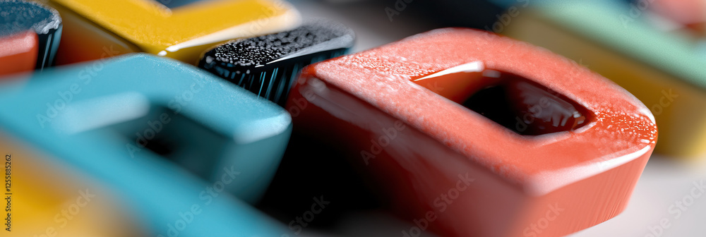 Poster close-up of multicolored three-dimensional letters