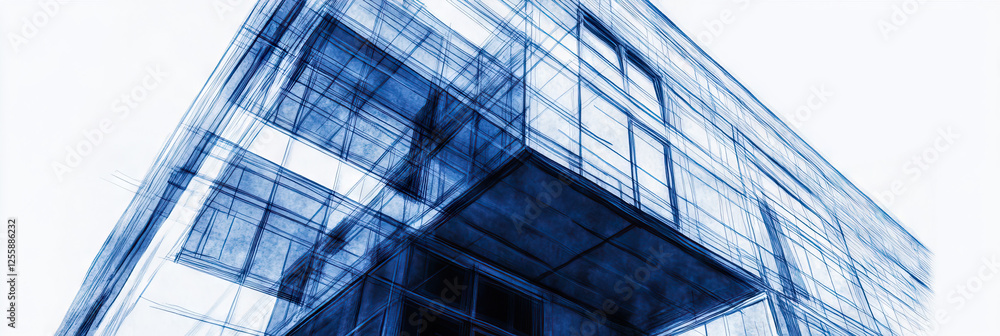 Poster architectural rendering: modern building structure