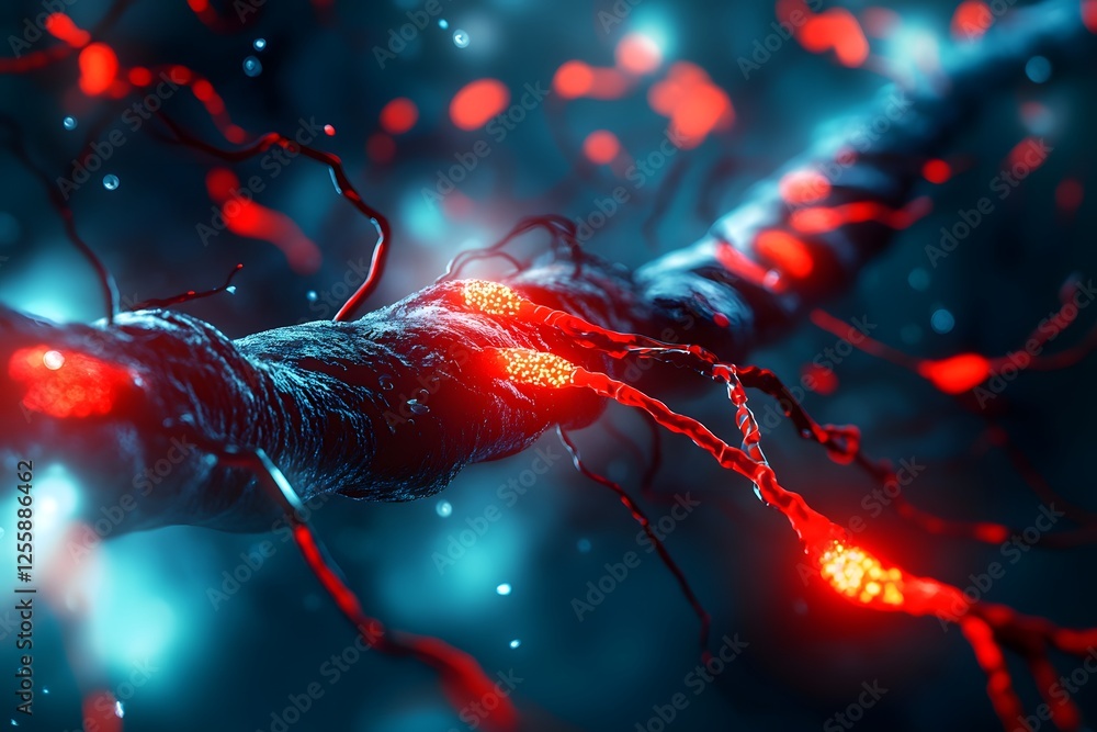 Poster Intricate Structure of Neurons with Glowing Synapses and Connections