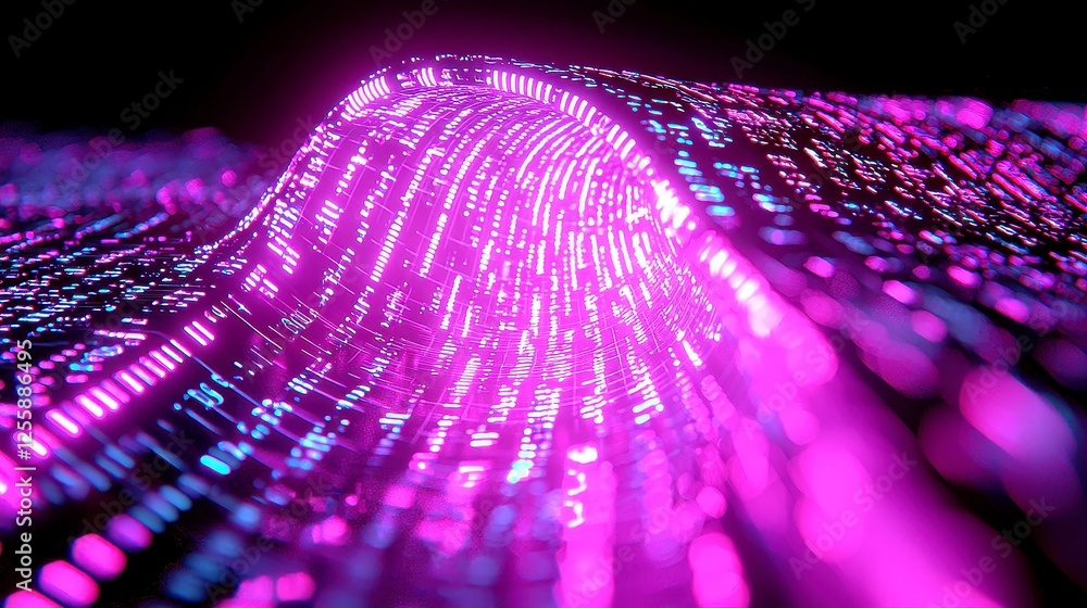 Aufkleber neon matrix glitch, a vibrant fusion of surreal neon hues and abstract glitch patterns, features a c