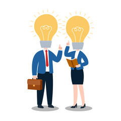 businessman has a brilliant idea like a light bulb.