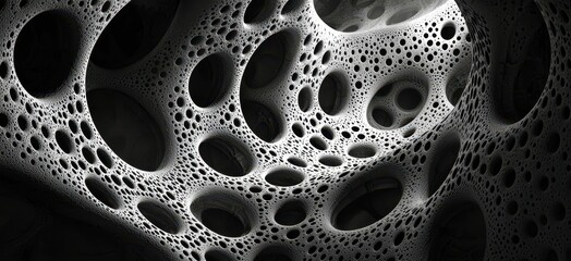 Black and white photo of a spiral with many small circles