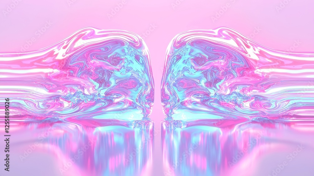 Poster futuristic laser display, an abstract spectacle of glitch effects, featuring solid colors in a pop a