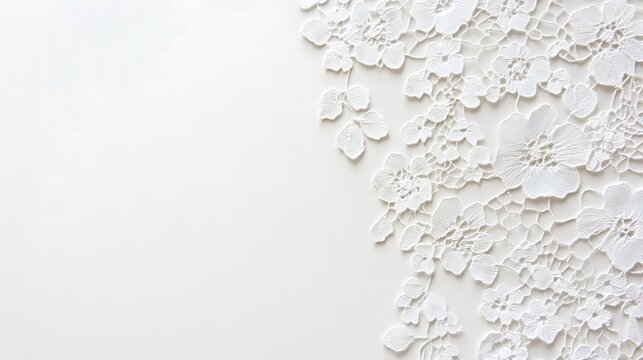 White Floral Lace Design on White Background